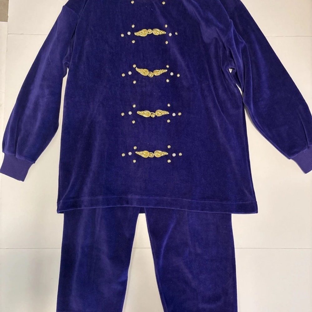 Vintage Neiman Marcus Women’s Purple & Gold Pants & Sweater Set Cotton Blend M